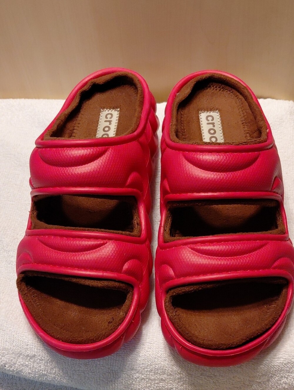 CROCS Bright Pink Double-Strap Sandals
